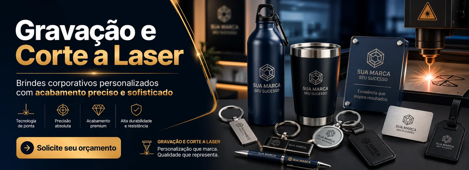 Gravação e corte a laser para brindes corporativos