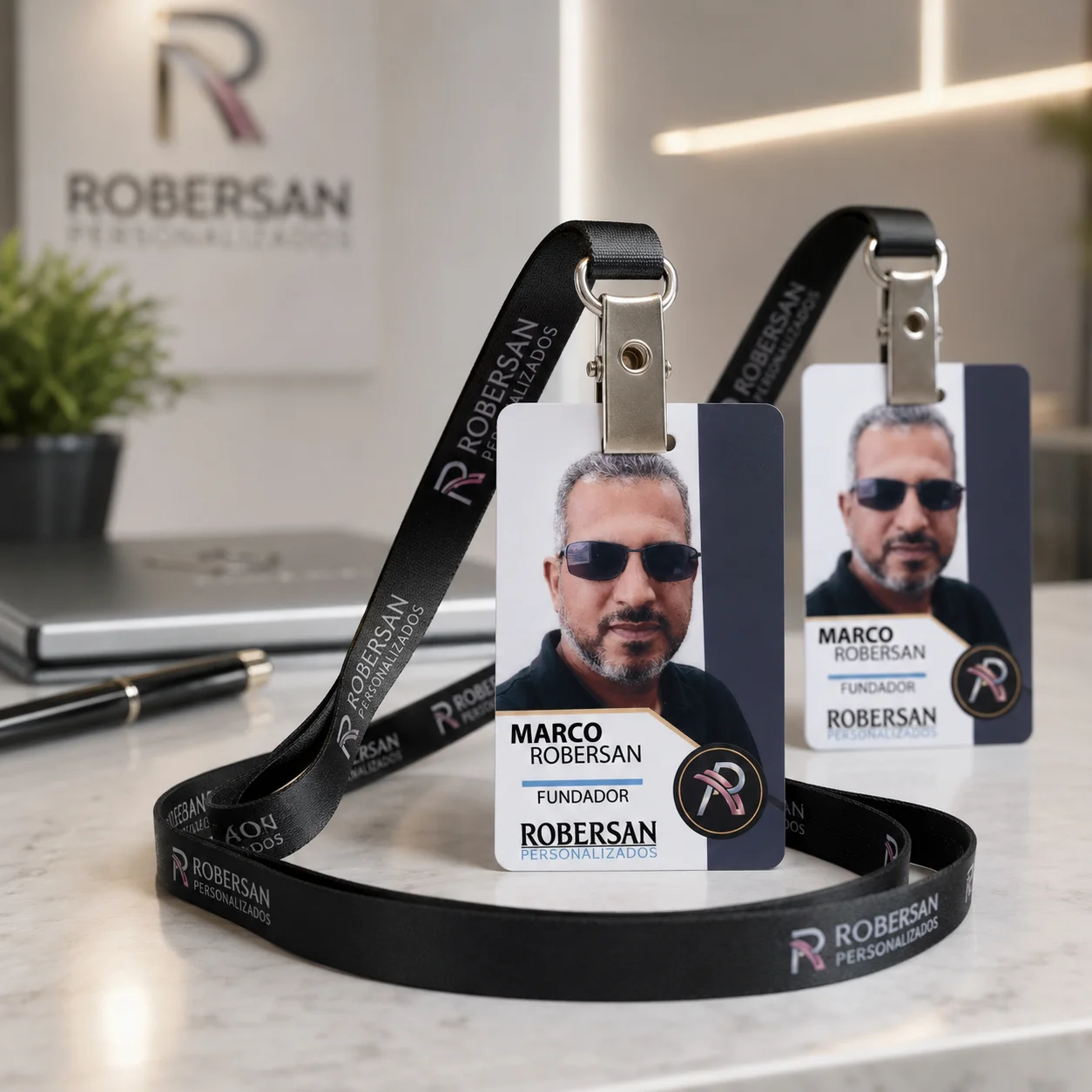 Crachás personalizados — referência de personalização Robersan